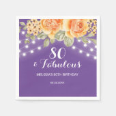 Serviette En Papier Orange Rose Lights Violet Anniversaire (Devant)
