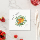 Serviette En Papier Orange Rose Mariage Floral Moderne (En situation)