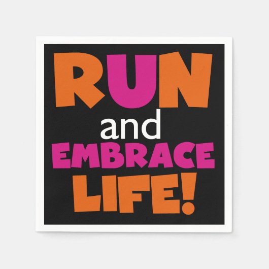 Serviette En Papier Orange Rose Texte Fitness Runner Marathon (Devant)