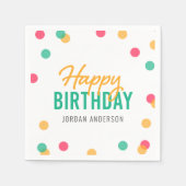 Serviette En Papier Orange rose Turquoise Confetti Joyeux anniversaire (Devant)