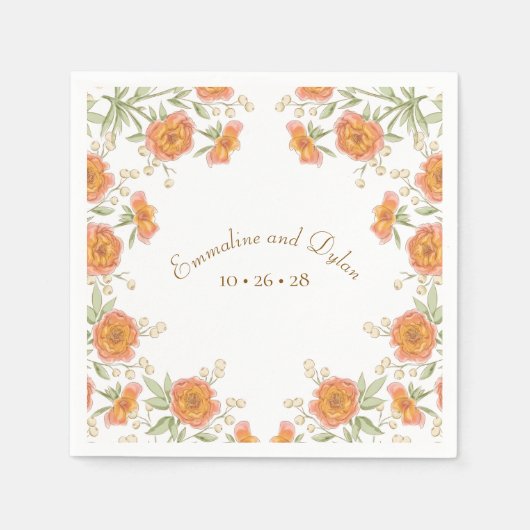 Serviette En Papier Orange Rose Wedding (Devant)
