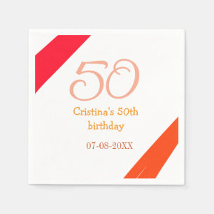 Serviette En Papier Orange rouge 50 anniversaire anniversaire ajouter 