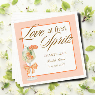 Serviette En Papier Orange Simple Amour Coup de Foudre Spritz Baby Sho