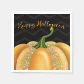 Serviette En Papier Orange Sparkle Citrouille Halloween fête d'anniver (Devant)