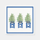 Serviette En Papier Orange Topiary Blue Chinoiserie (Devant)