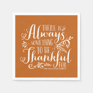 Serviette En Papier Orange toujours remerciant Citation Thanksgiving