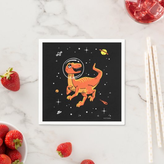 Serviette En Papier Orange Tyrannosaurus Dinos Dans L'Espace (En situation)