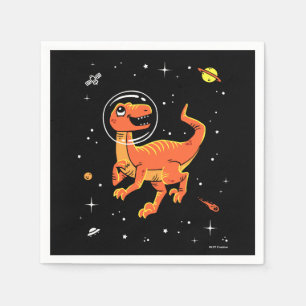 Serviette En Papier Orange Tyrannosaurus Dinos Dans L'Espace