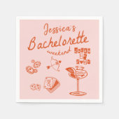 Serviette En Papier Orange Whimsical Cocktail Bachelorette Party (Devant)