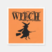 Serviette En Papier Orange Wicked Flying Witween Halloween (Devant)