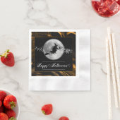 Serviette En Papier Orange Witch Silhouette Halloween (En situation)