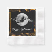 Serviette En Papier Orange Witch Silhouette Halloween (Devant)