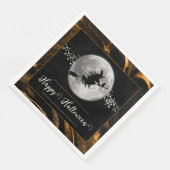 Serviette En Papier Orange Witch Silhouette Halloween (Coin)