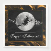 Serviette En Papier Orange Witch Silhouette Halloween (Devant)