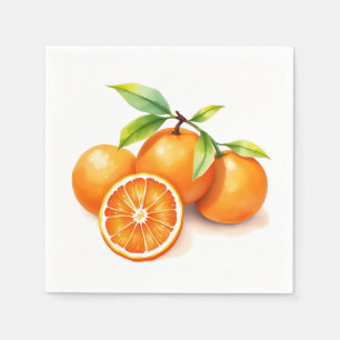 Serviette En Papier Oranges aquarelles vives