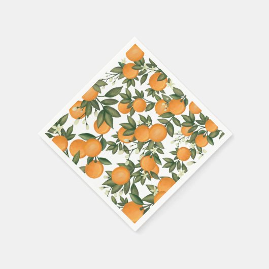 Serviette En Papier Oranges botaniques d'agrumes doux d'été Vert (Coin)