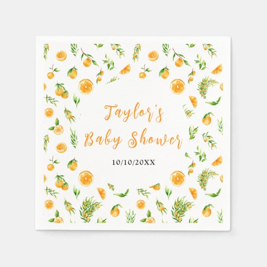 Serviette En Papier Oranges Citrus Baby Shower (Devant)