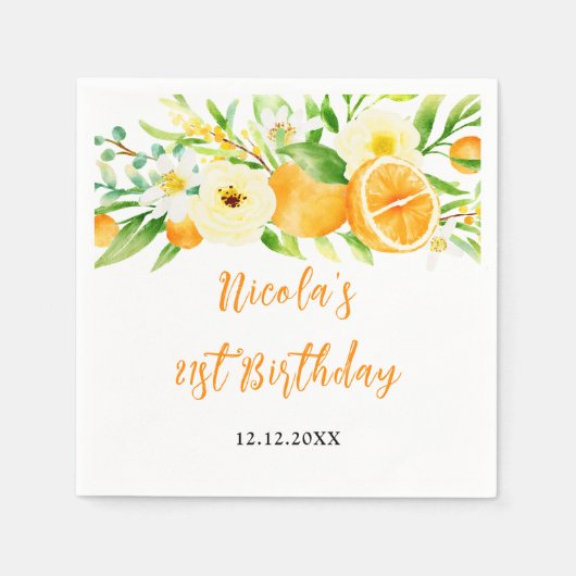 Serviette En Papier Oranges Citrus Baby Shower (Devant)