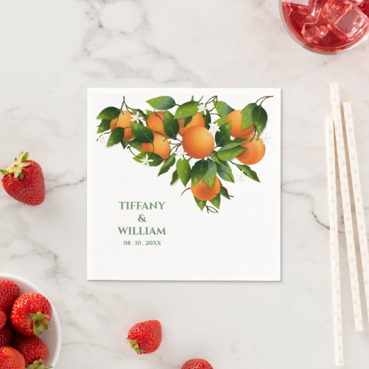 Serviette En Papier Oranges Citrus Fruit Cocktail Party Napkins (En situation)