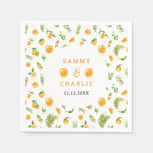 Serviette En Papier Oranges Citrus Wedding (Devant)