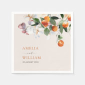 Serviette En Papier oranges d'agrumes modernes et mariage de verdure (Devant)