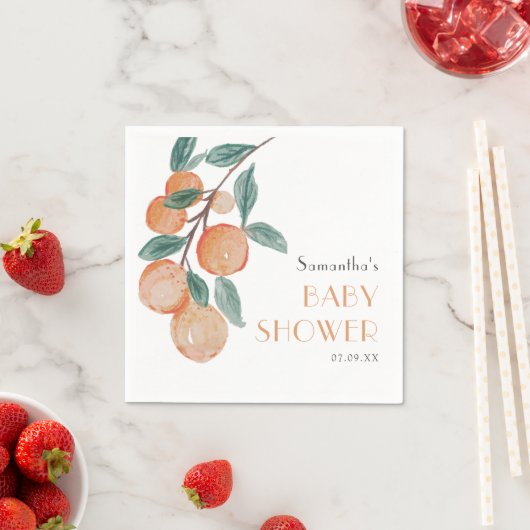 Serviette En Papier Oranges d'agrumes vert Baby shower neutre pour les (En situation)