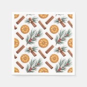 Serviette En Papier Oranges secs Bâtons de cannelle Branches de sapin  (Devant)