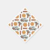 Serviette En Papier Oranges secs Bâtons de cannelle Branches de sapin  (Coin)