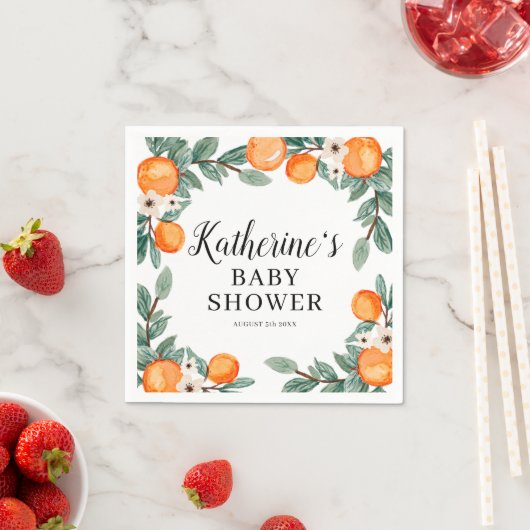 Serviette En Papier Oranges Twin Baby shower Papier Napkin (En situation)