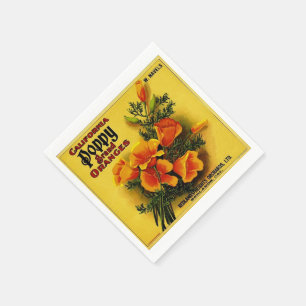 Serviette En Papier Oranges vintages de pavot de Californie