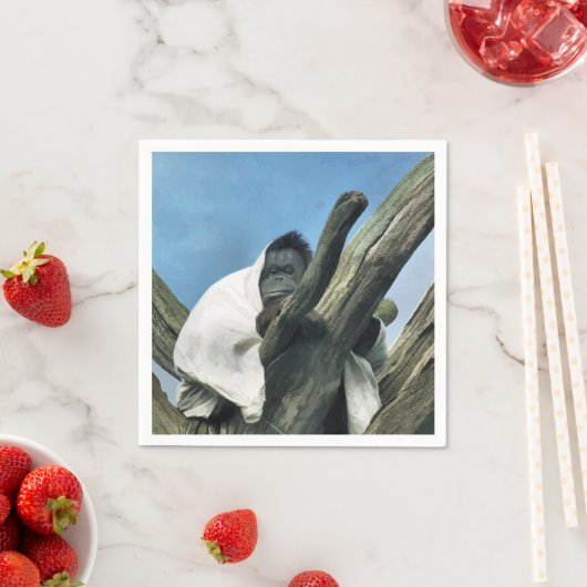 SERVIETTE EN PAPIER ORANGUTANS (En situation)