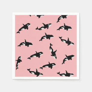 Serviette En Papier Orca Baleine Illustration Pod Motif Océan rose