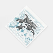 Serviette En Papier Orca whales family (Coin)