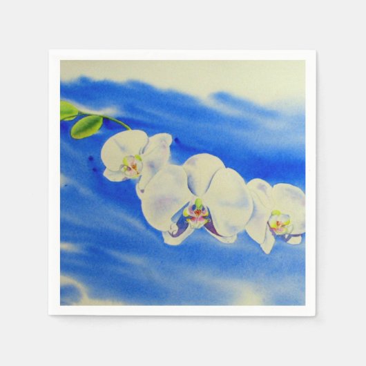 Serviette En Papier Orchidée Aquarelle peinture, brise, Nuages (Devant)