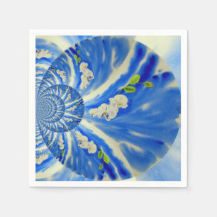 Serviette En Papier Orchidée blanche aquarelle, Nuages Mandala