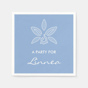 Serviette En Papier Orchidée Élégante Fleur Simple Bleu Poudre Avec No