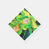 Serviette En Papier Orchidée fleurs vert et jaune art (Coin)