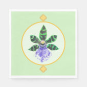 Serviette En Papier Orchidée pétale verte et noire (Devant)