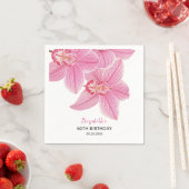 Serviette En Papier Orchidée rose douce verdure fleurie Anniversaire (En situation)