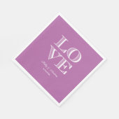 Serviette En Papier Orchidée violet, serviettes AMOUR Blanches (Coin)