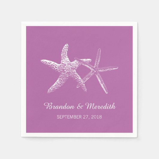 Serviette En Papier Orchidée violet Starfish Beach Mariage serviettes (Devant)