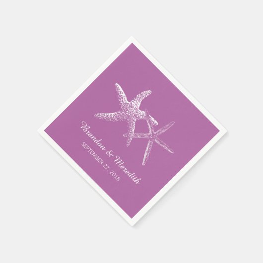 Serviette En Papier Orchidée violet Starfish Beach Mariage serviettes (Coin)
