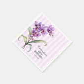 Serviette En Papier Orchidée violette moderne rayures florales 60e ann (Coin)