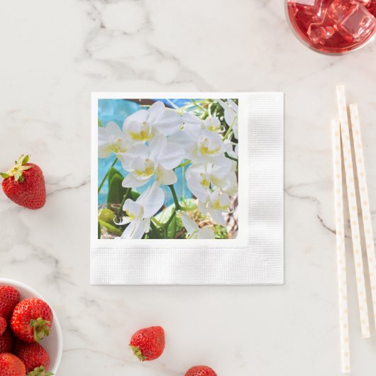 Serviette En Papier Orchidées blanches (En situation)