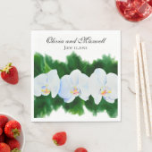 Serviette En Papier orchidées blanches couleur de l'eau floral (En situation)