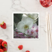 Serviette En Papier Orchidées blanches et violettes (En situation)