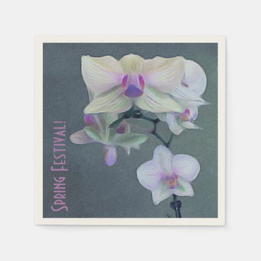 Serviette En Papier Orchidées Dans Les Tons De Violet (Devant)