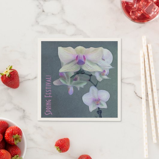 Serviette En Papier Orchidées Dans Les Tons De Violet (En situation)