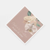 Serviette En Papier Orchidées d'aquarelle romantique sur Dusty Blush (Coin)