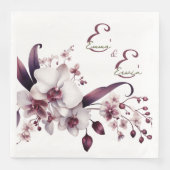Serviette En Papier Orchidées délicates blanches et magenta personnali (Devant)
